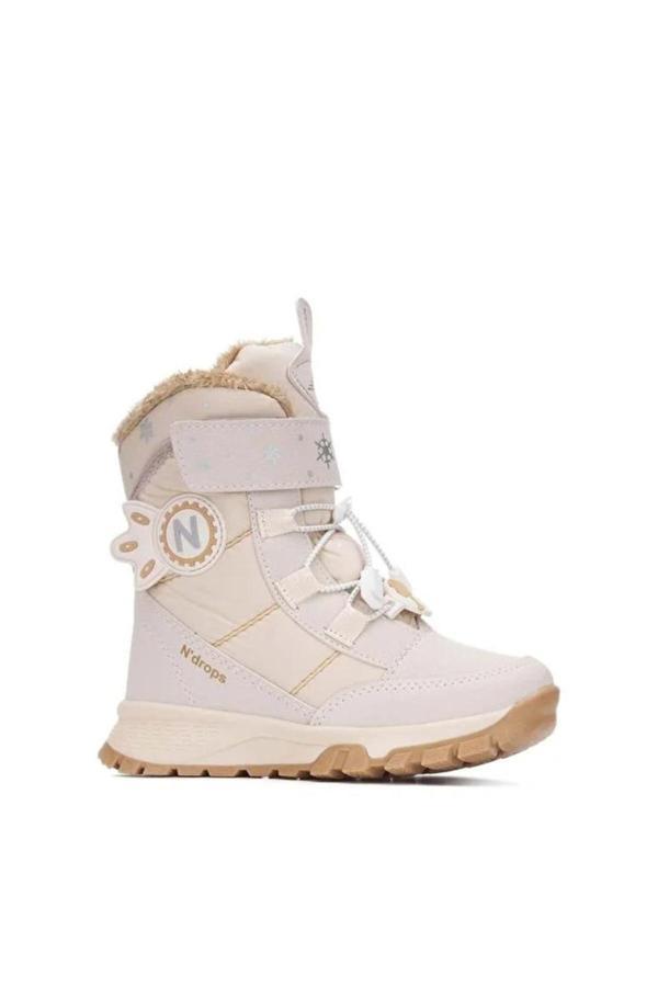 Burak Alday Shoes Ndrops Dayanıklı, Su Geçirmez, Ortopedik, Cırtlı, Bej Kız Çocuk Kar Botu Ayakkabı - Image 1
