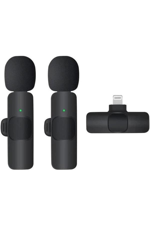 K9 Kablosuz Yaka Mikrofonu Lightning 2’li Mini Mikrofon Youtube Tik Tok 2 Adet - Image 1