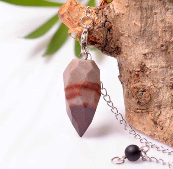 Taş Sandığı Faset Kesim Jasper Taşı Pandül ( Shiva Lingam ) - Sarkaç - Image 1