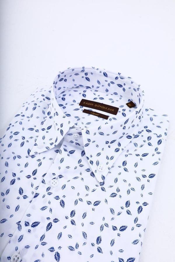 Modern Desenli Yaka Düğmeli Erkek Gömlek-KAW4630S - Image 1