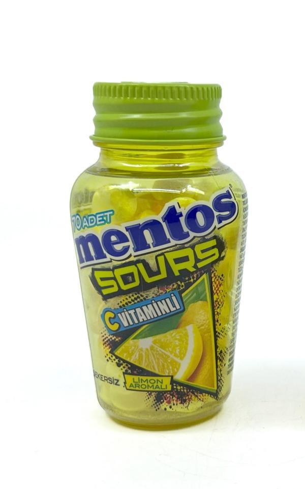 Mentos Sours Şekersiz Tatlandırıcılı C Vitaminli Limon Aromalı Tablet Şekerleme - Image 1