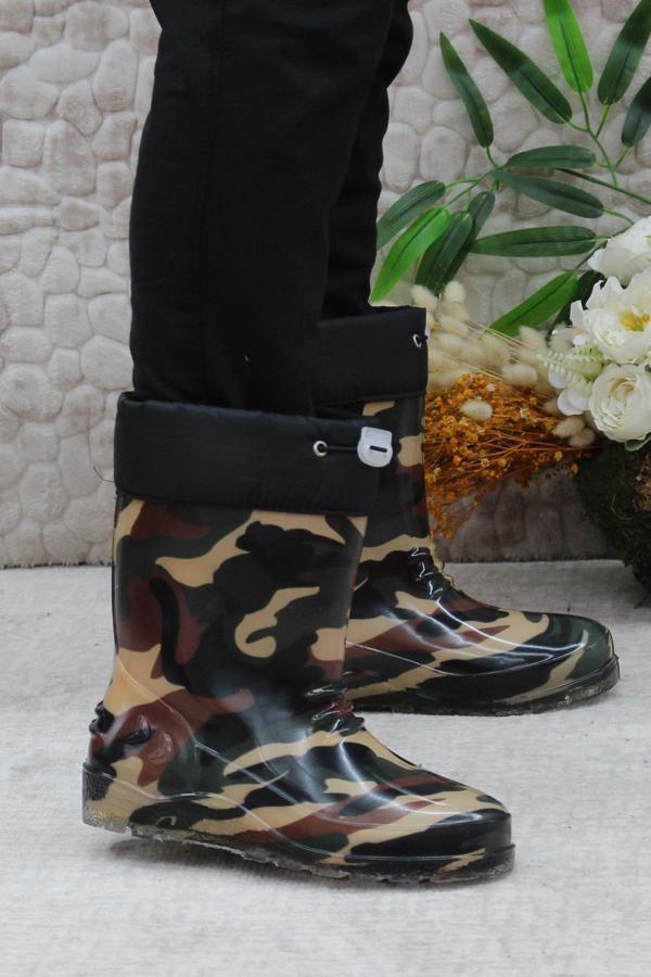 Fort 7061 Haki Kamuflaj İçi Peluşlu Su Geçirmez Erkek Çocuk Kar Yağmur Çizmesi - Image 1