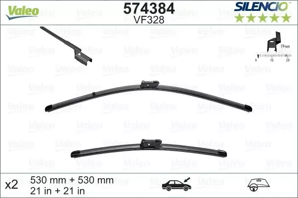 VALEO SILENCIO 10-TRM FLAT BLADE VM328 102 530 530 MM SKODA FABIA 2 5J1998001 5J2998001 - Image 1