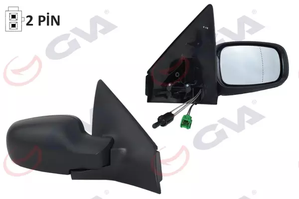 DIŞ DİKİZ AYNASI SAĞ MEGANE 2003-2008 MEKANİK KONVEKS SENSÖRLÜ CONVEX 2 FİŞ VM-138SR 7701054686 - Image 1