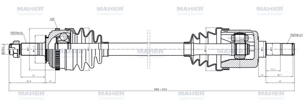 AKS KOMPLE ÖN CIVIC 1992-1995 / SOL M-T / A-T 1.5 ABSLİ 50 DİŞ 909MM 44011 SR3 020 - Image 1