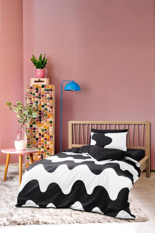 Cozy Home Mono Tek Kişilik Lastikli Çarşaflı Nevresim Takımı Flow Siyah - Image 1