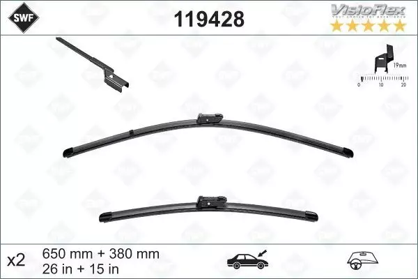 ÖN SİLECEK SÜPÜRGESİ 650/380MM MUZ TİPİ PARTNER TEPE - BERLINGO 2008 GRANDE PUNTO -LINEA 2008 FIAT 5 00L 2012 FIESTA 6 2008 CORSA D 2006 CORSA E 2014 AVEO 2011 MITO 2009 SWF 8A6JS17528AA 1726328 - Image 1