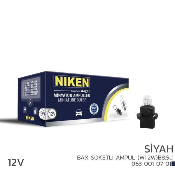 NIKEN 125 BAX SOKETLİ AMPUL W1.2W B8.5D SİYAH 10L UNIVERSAL (10 ADET) - Image 1