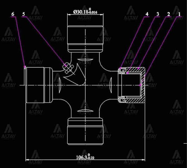 İSTAVROZ MAFSAL (ŞAFT) CANTER 449 YERLİ / ISUZU NPR / NKR (106MM 10 30,2MM DIŞTAN SEGMAN) GU 2050 - Image 1