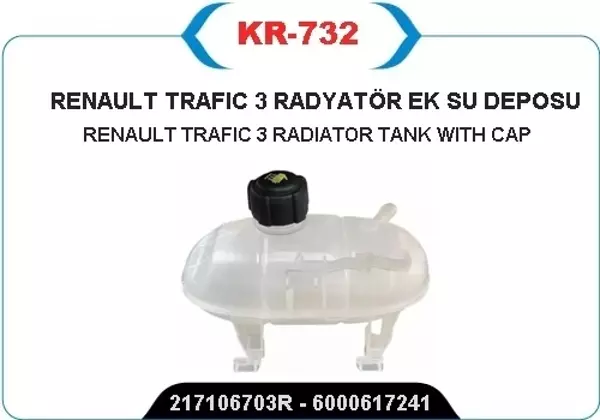 YEDEK SU DEPOSU GENLEŞME KAVANOZU OPEL VIVARO B 2014 RENAULT TRAFIC 3 2014 OPEL VIVARO B 14<19 1. 6DCI R9M KAPAKLI 95517213 217106703R 217101893R - Image 1