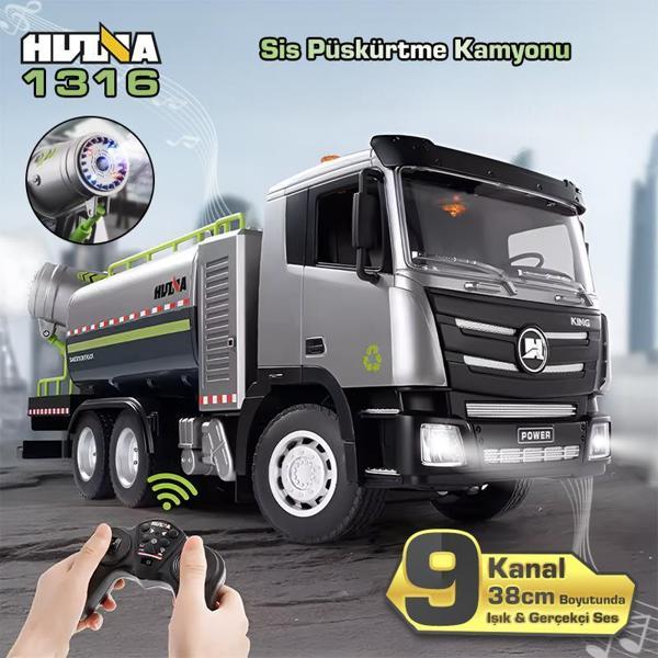 HUINA 1316 1/18 RC Sis Püskürtme Kamyonu İş Makinesi Uzaktan Kumandalı RC Model Gerçekçi Similasyon Ses & Işık - Image 1