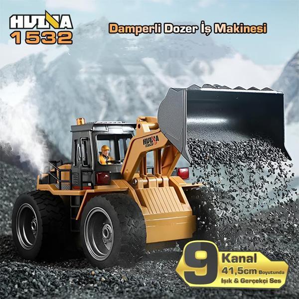 HUINA 1532 1/18 9CH RC Wheel Loader Damper Dozer Kamyon İş Makinesi Kazıcı Uzaktan Kumandalı RC Model Ses & Işık Sistemi - Image 1