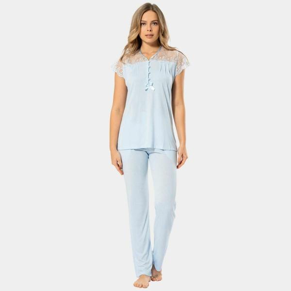 Dantelli Pijama Takımı 3197/Mavi - Image 1
