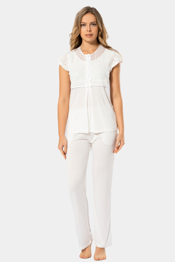 Dantelli Pijama Takımı 3199/Krem - Image 1