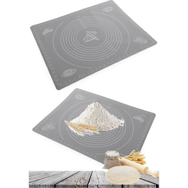 Mucit home Hamur Açma Matı Silikon Yoğurma Matı Gri Hamur Matı Pasta Fırın Altlığı Çok Amaçlı Silikon Mat - Image 1