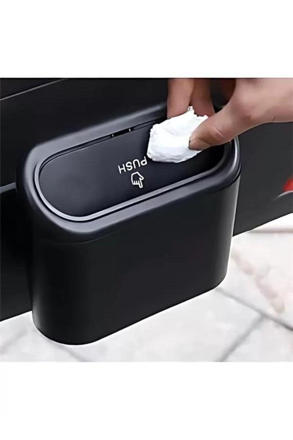 Mucit Home Araba Çöp Kutusu Araç Içi Taşınabilir Kapaklı Organizer Çöp Kovası Itme Kapaklı Kova - Image 1