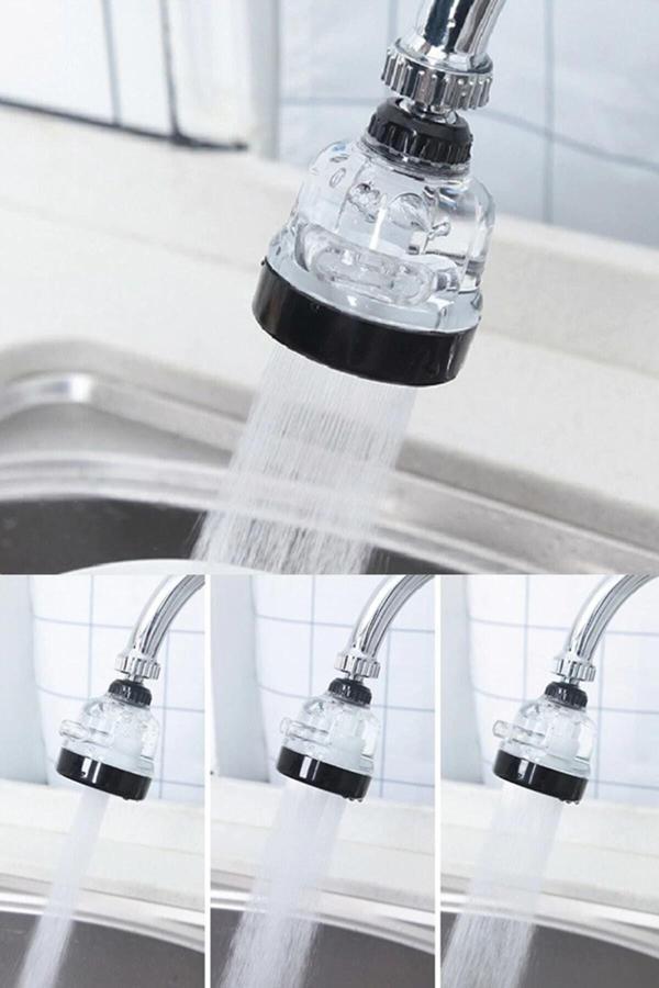 Mucit Home Şeffaf Tasarruflu Oynar Başlık Tazyikli Eviye Musluk Spiral Batarya Ucu 3 Fonksiyonlu Musluk Başlığı - Image 1