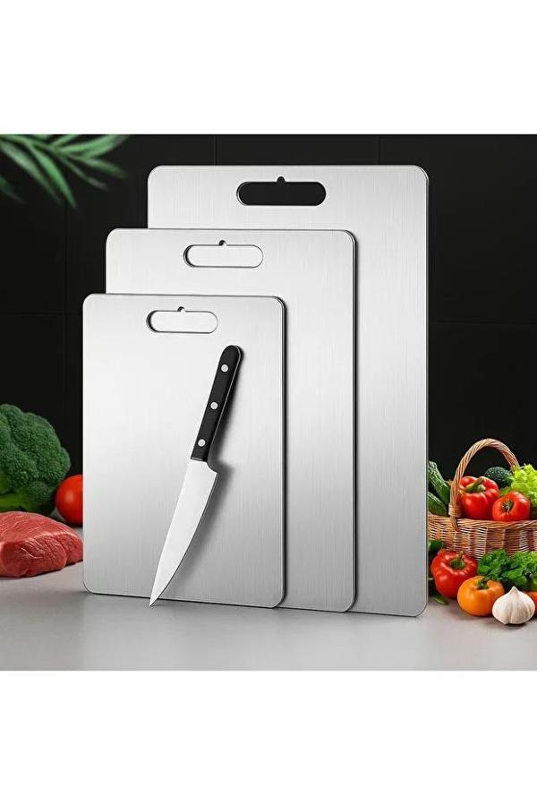Mucit Home 3'lü Paslanmaz Çelik Antibakteriyel Kesme Tahtası Setii - Image 1
