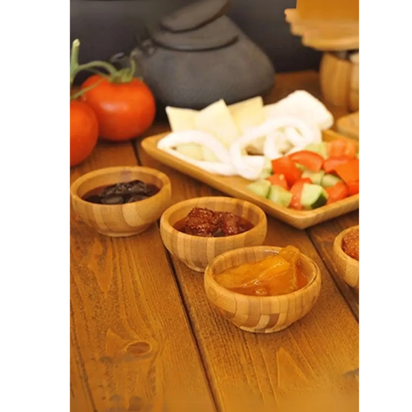 Mucit Home  Bambu 6'lı Bambu Mini Lokumluk, Çerezlik, Sosluk & Reçellik Sunum Set - Image 1