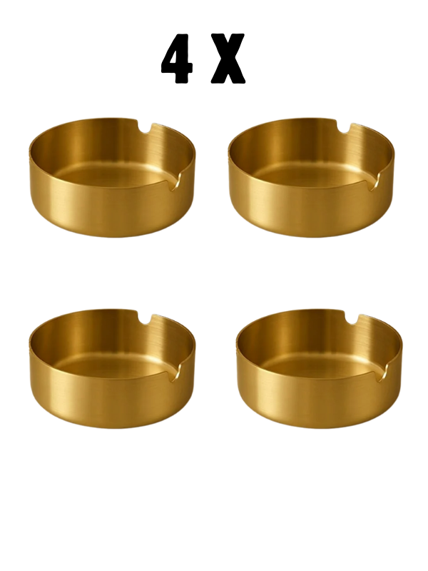 Mucit Home Gold Paslanmaz Çelik 4lü Kül Tablası Küllük Seti - Image 1