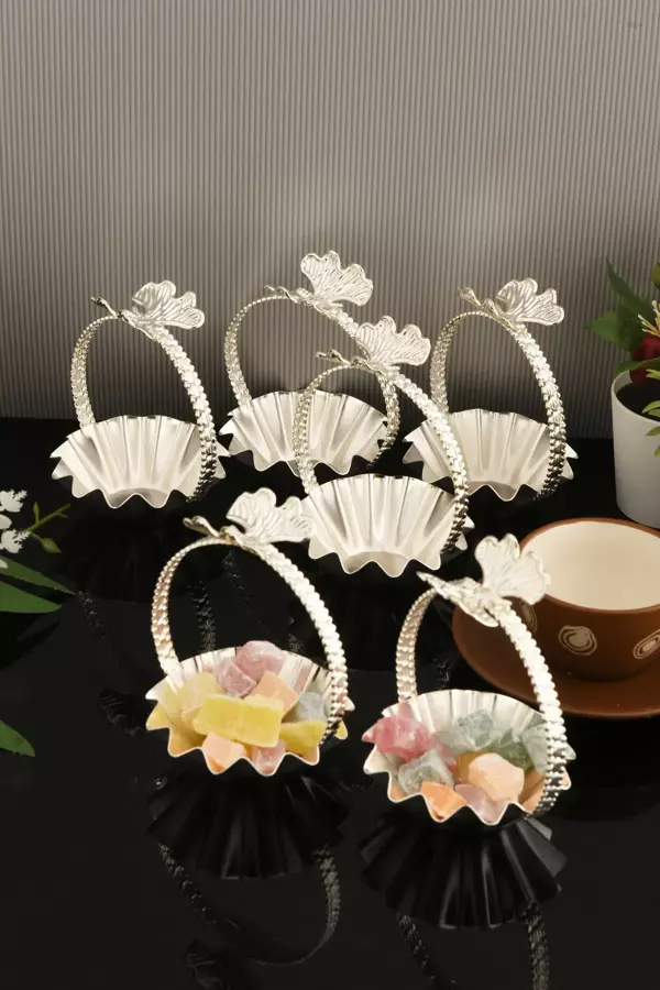 Mucit Home Teris Tırtıklı Lokumluk Kulplu Gümüş 6 Lı Takım - Image 1