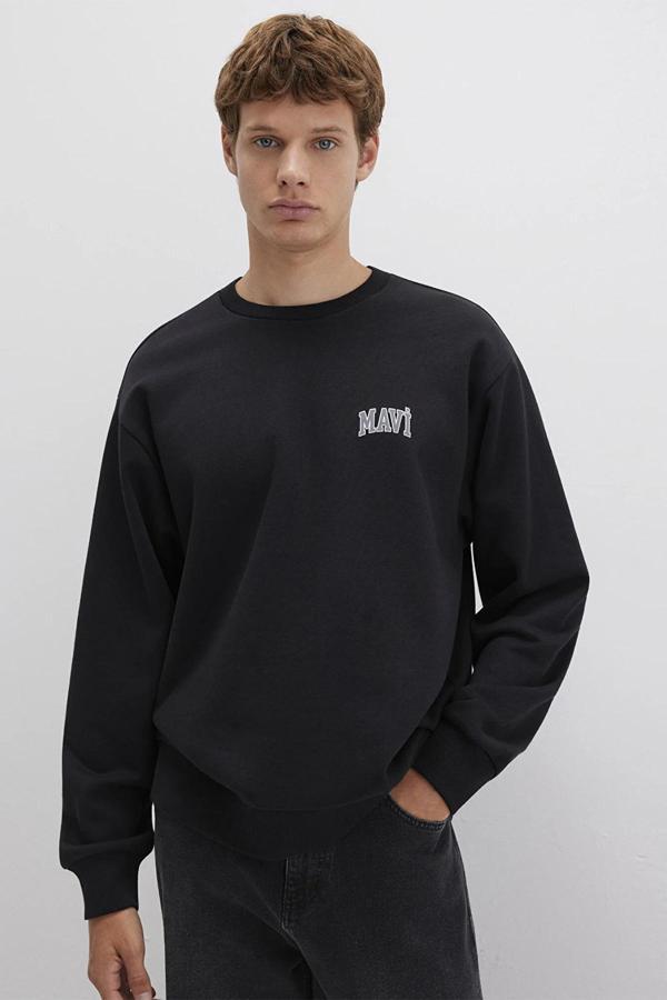 Mavi Erkek Logo Baskılı Sweatshirt M0611716 Siyah - Image 1