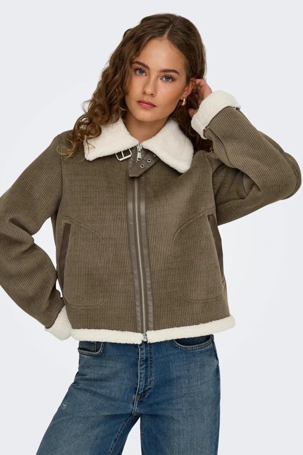 Only Kadın Onlkıngston Yakası ve İçi Kürklü Çift Cepli Mont 15348995 Kahverengi - Image 1