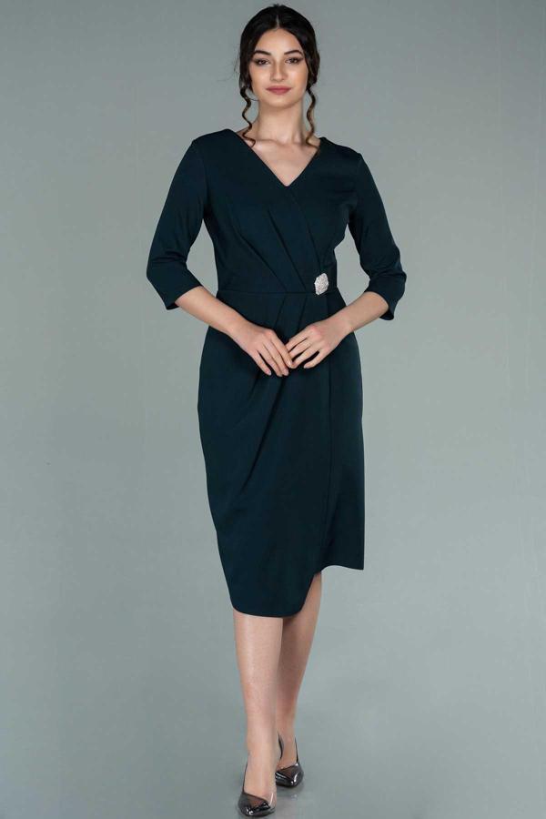 Dans Kadın Kapri Kol Midi Abiye Elbise 5271234 Nefti - Image 1