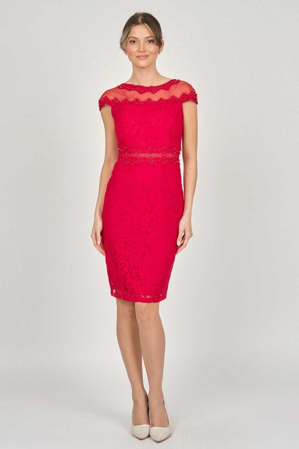 Dans Kadın Dantel Abiye Elbise 5271946 Kırmızı - Image 1