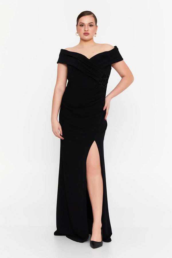 Doridorca Kadın Derin Yırtmaçlı Uzun Abiye Elbise 5927010 Siyah - Image 1