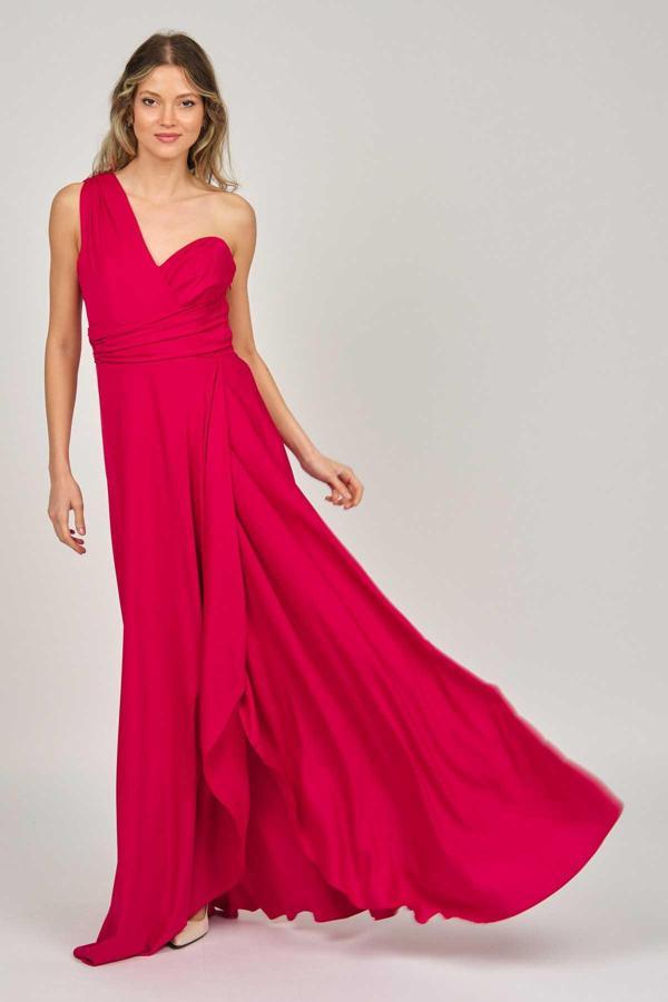Doridorca Kadın Tek Omuz Abiye Elbise 5924041 Kırmızı - Image 1