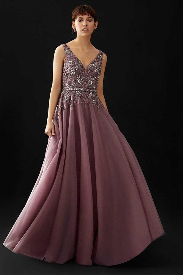 Tiara Kadın Taşlı Pul Payetli Abiye Elbise 5946150 Lavanta - Image 1