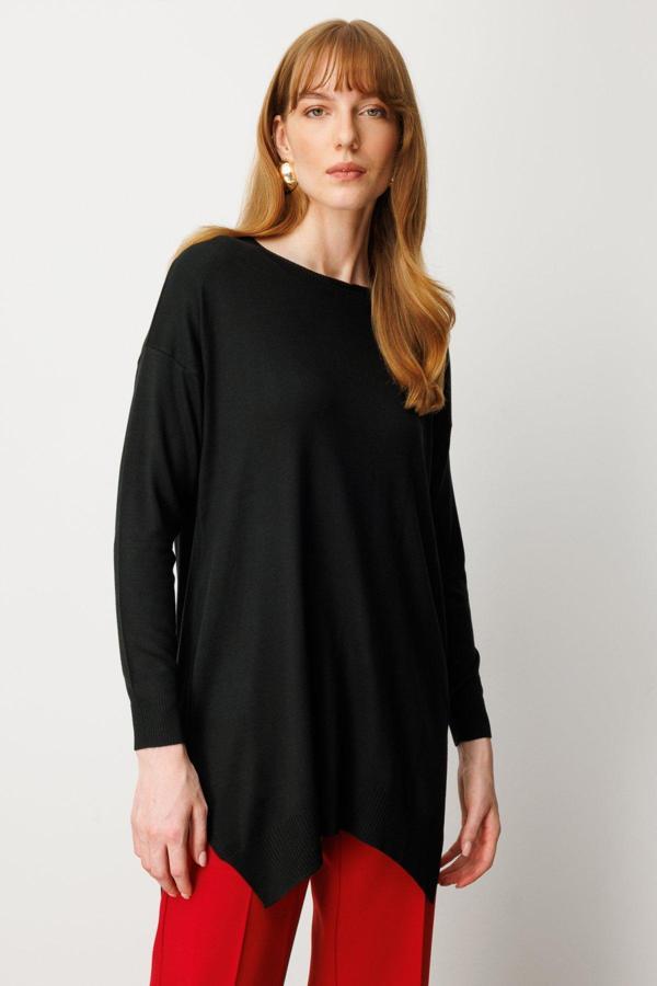 On Kadın Salaş Verev Tunik 65316 Siyah - Image 1