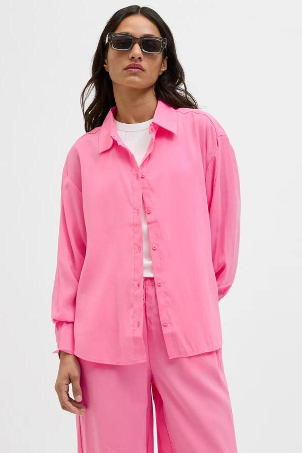 JJXX Kadın Jxfıe Rahat Kesim Uzun Kollu Gömlek 12270927 Pembe - Image 1