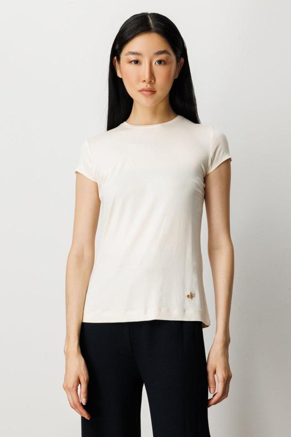 On Kadın Sıfır Yaka Ay Kol Basic Bluz 61302 Krem - Image 1