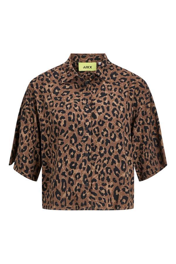 JJXX Kadın Jxmıra Rahat Kesim Desenli Kısa Kollu Gömlek 12269567 Kahverengi - Image 1