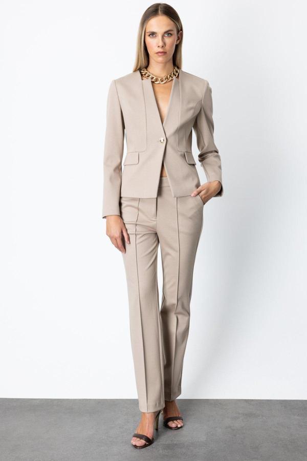 Ekol Kadın Düşük Bel Boru Paça Pantolon 5143 Vizon - Image 1