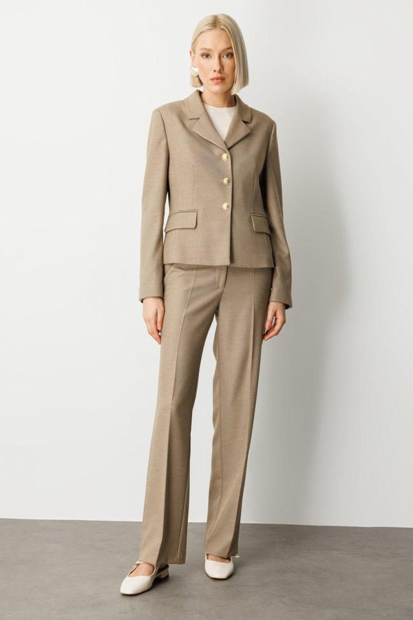 Ekol Kadın Cepsiz Boru Paça Pantolon 5051 Gold - Image 1