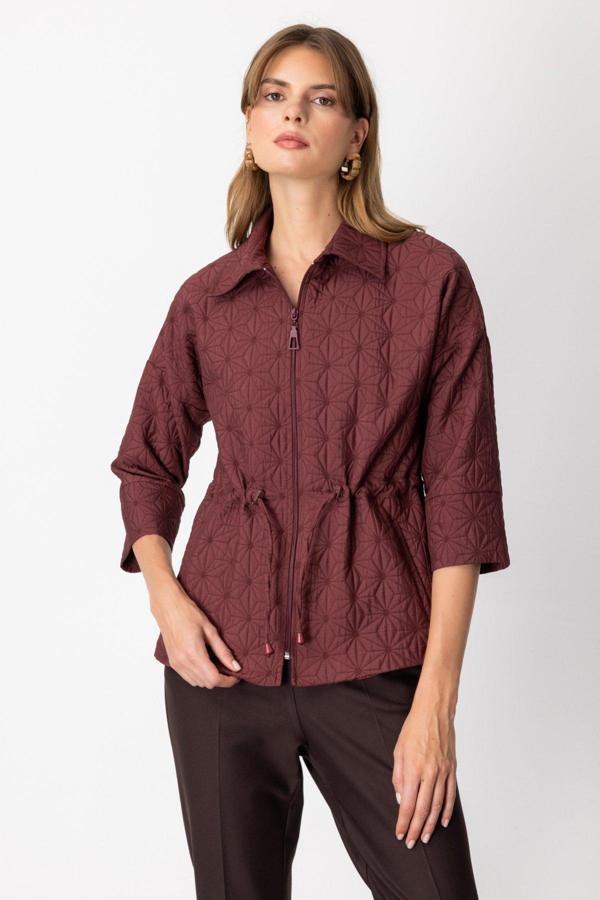 On Kadın Beli İpli Kapitone Ceket 62500 Bordo - Image 1