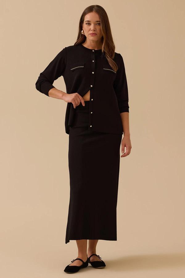 Seçil Kadın Düz Kesim Triko Etek 1013 Siyah - Image 1
