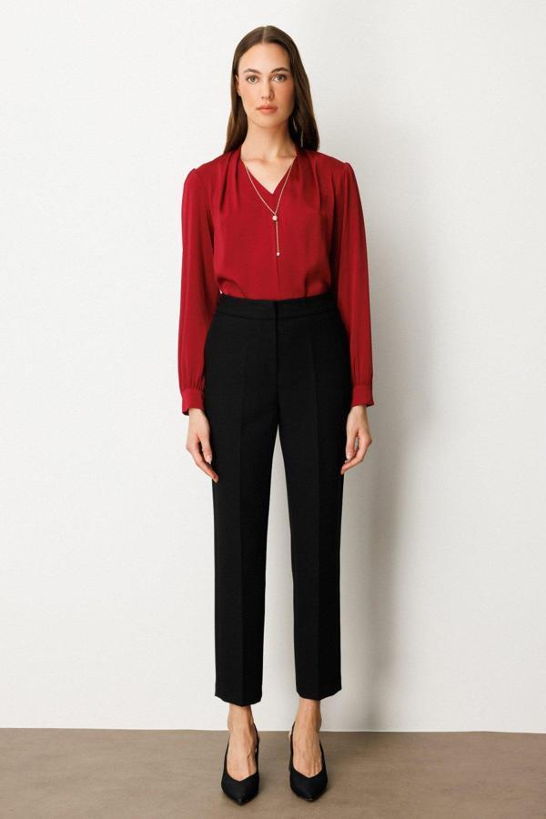 Ekol Kadın Boru Paça Yan Cepli Pantolon 5023 Siyah - Image 1