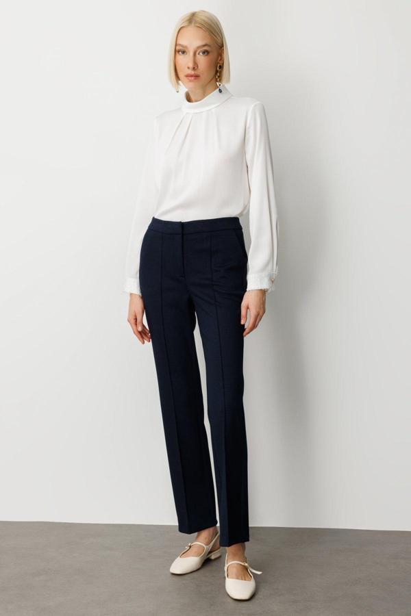 Ekol Kadın Düşük Bel Boru Paça Pantolon 5143 Lacivert - Image 1