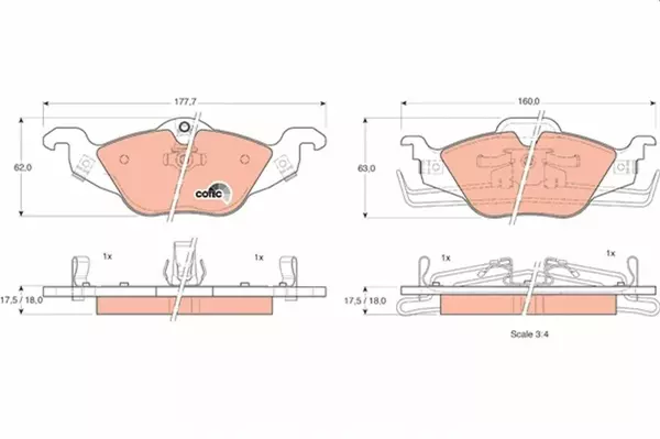 ÖN FREN BALATASI ASTRA G 1.2-1.4-1.6-1.7D-1.8-2.0D 1998-2005 ZAFIRA 1.8-2.0D 165 1998-2005 1605034 9195144 1605070 1605091 - Image 1