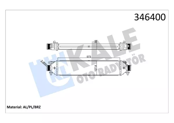 TURBO RADYATÖRÜ INTERCOOLER BRAVO 2007PUNTO 1.4TJET-1.6DMTJ-1.9 DMTJ 2005 199A8.000 572X127X50 51783791 55700635 - Image 1