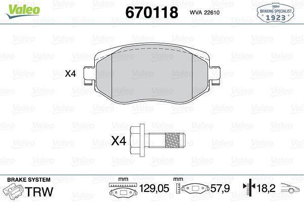 ÖN FREN BALATASI RENAULT MEGANE 4 2015 TÜM MOTOR TİPLERİ G:129MM Y:58.4 MM K:18MM 410603407R WVA22610 410605929R - Image 1