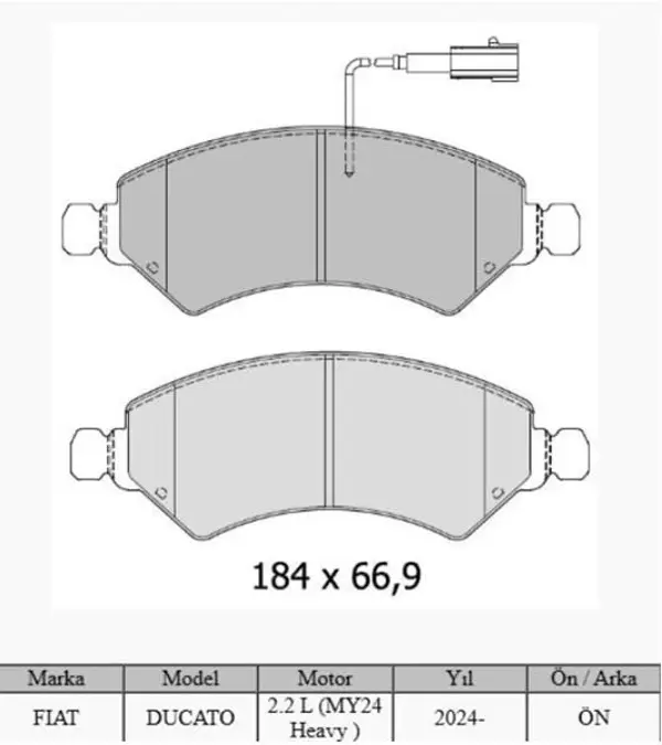 ÖN FREN BALATASI FIAT DUCATO-BOXER-MOVANO-JUMPER 2024 2.2D MTJ 2.3D MTJ 77361194 1695251780 - Image 1