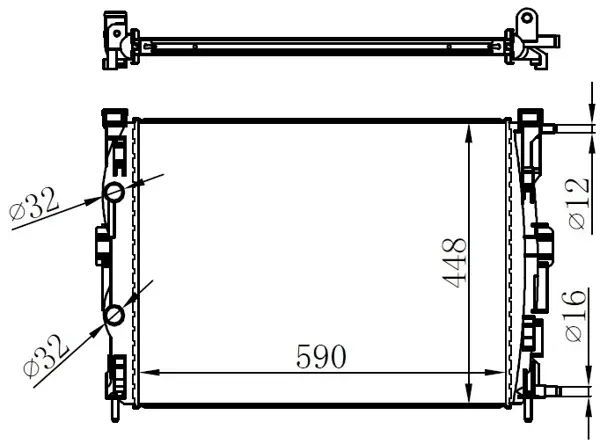 MOTOR SU RADYATÖRÜ RENAULT MEGANE 2 2002 SCENIC 2003 1.5-1.9DCİ/1.4-1.6-2.0 165 AC KLİMASIZ MEK 585X428X32 8200357536 8200115542 - Image 1