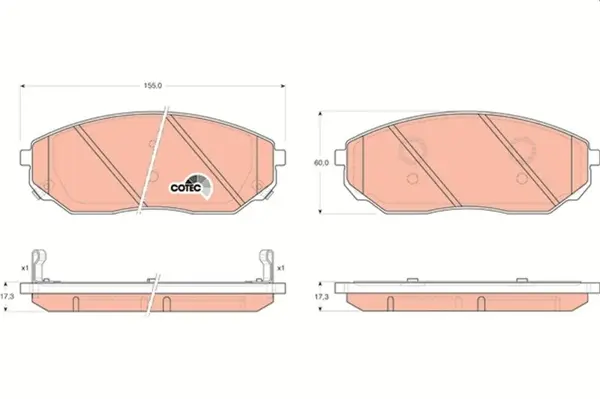 ÖN BALATA KIA SORENTO 2.4 2002 2.5 CRDI 2002-2006  3.3 2006 3.5 56 2002 581013EU00 581013EE00 WVA24092 - Image 1