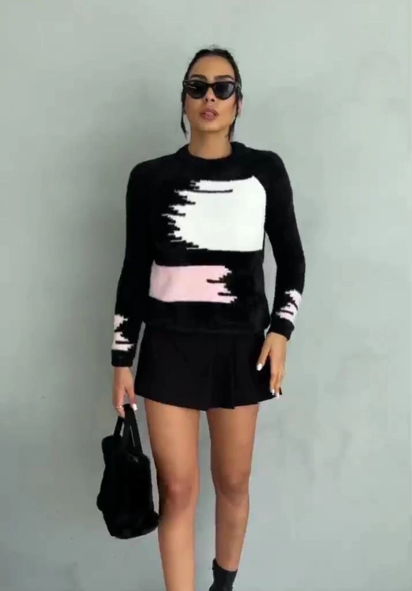 Bıyıklı triko kazak siyah - Image 1