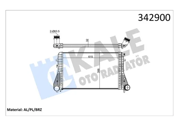 TURBO RADYATÖRÜ INTERCOOLER PASSAT-TIGUAN-SHARAN-ALHAMBRA 2.0TDI 2008 615103981032 AL-PL-BRZ 3C0145805AN 3C0145805AK 3C0145805AM - Image 1